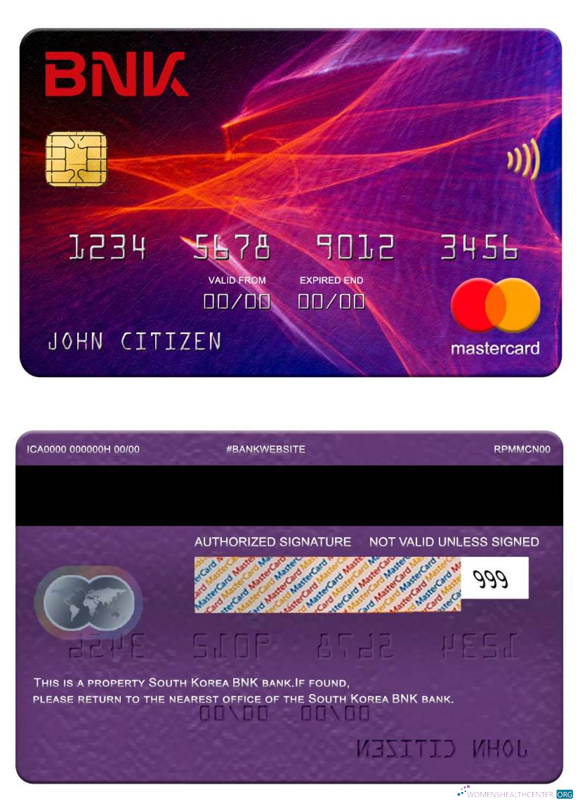 Download South Korea BNK bank mastercard Photoshop template